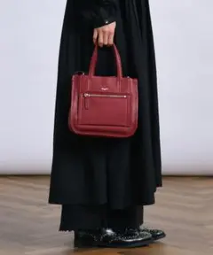 未使用【オルランド】イタリアンレザーショルダートート/A５　レッド赤　本革　牛革