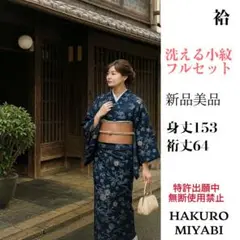 新品美品 吉祥文様 洗える小紋 フルセット シルクタッチ a42