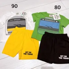 新品　電車デザイン ベビーパジャマセット 80-90 2セット