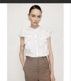 ノースリーブフリル袖　SEERSUCKER FRILL TOPS シアサッカー