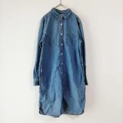 〈ムジルシリョウヒン〉デニムシャツ　青系　シャツワンピース　L