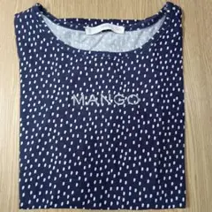MANGO ネイビー ドット柄 半袖Tシャツ　Sサイズ