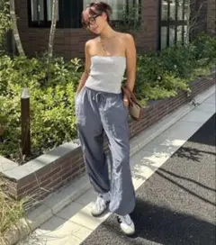 グレー カジュアルパンツ ストレートレッグ