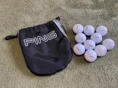ピン　収納袋 & ゴルフボール 10個 ①