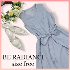 【美品】BE RADIANCE ワンピース　夏　リボン　ライトブルー　フリー