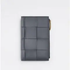 美品 ボッテガヴェネタ 二つ折りファスナーウォレット カセット イントレチャート