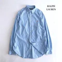 ラルフローレン　ストライプシャツ　オレンジポニー刺繍　リラックスフィット　L