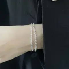 ワンポイント♡　レディース　ブレスレット　ダブル　チェーン　シンプル　高級感
