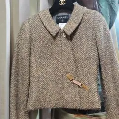 「シャネル」size34 ツイードジャケット マフラーつき