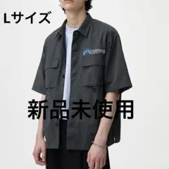 【新品未使用】GUナイロンダブルポケットシャツ(5分袖)ダークグレー Lサイズ