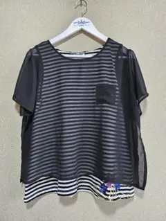 ※最終価格※【雅結】ボーダー柄シアー素材トップス