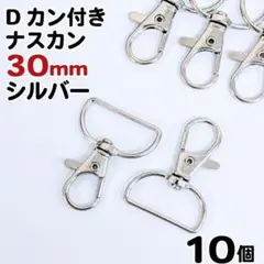 【j108-10】Dカン付きナスカン 30㎜ シルバー 10個