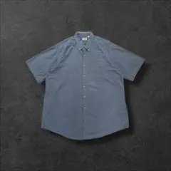 L.L.Bean古着半袖オックスフォードシャツチェックコットン灰紺M154