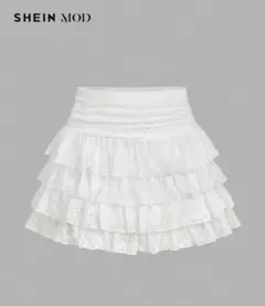 SHEIN バレエコア フリル付き ホワイト ミニスカート フリルスカート