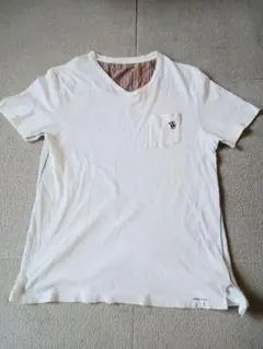 【Paul Smith】ホワイト Tシャツ 【M】 胸ポケット 刺繍ロゴ