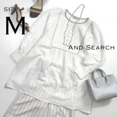 【新品】And Searchアンドサーチ 光沢ストレッチシボ加工チュニック白M