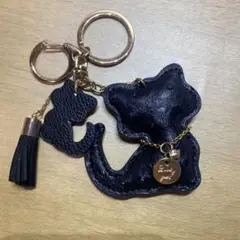 猫 ぷっくりチャーム バッグ キーホルダー 雑貨 お洒落 黒