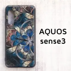 AQUOS sense3 モザイク柄 カバー 青