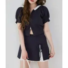 新品 NICE CLAUP リボン付きカットミニスカート