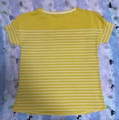 ストライプ 半袖　Tシャツ 黄色　M