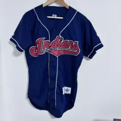 インディアンズ　Indians アメリカ製　MLB ネイビー ユニフォーム 半袖