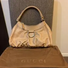 GUCCI gucci グッチ バッグ シマ レザー ベージュ