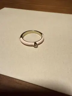 ゴールド×ピンクリング　ストーン付き
