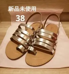 Sonia C ソニアシー シルバー レザーストラップサンダル 38