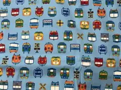電車キャラクター柄生地 約110x100cm
