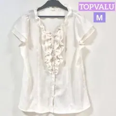 TOPVALU トップバリュ　半袖ブラウス　フリルブラウス　フリル袖　 M 夏物