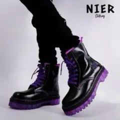 NIER PURPLE×BLACKブーツ【身長約5cmUP】