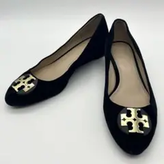極美品✨トリーバーチ パンプス ウェッジソール スエード ロゴプレート 23.5