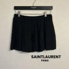 SAINTLAURENT サンローランパリ　ブラックラメ　 フレアスカート