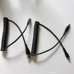 2本　USB C 伸縮 ケーブル Type-C コイル型 高耐久性