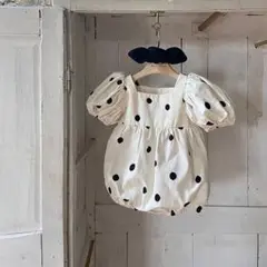 ドット柄バルーンスリーブロンパース 80cm