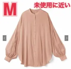 M オレンジ　ベージュ ボタン付き長袖シャツ　ボリューム袖　韓国　美品