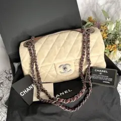CHANEL シャネル【極美品】バイカラー マトラッセ チェーンショルダーバッグ