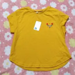 【新品・タグ付き】半袖Tシャツ 花柄 刺繍 120 黄色 夏