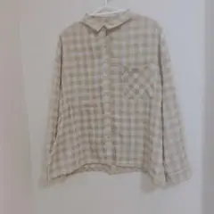 GRADE & GATHER ベージュチェック長袖シャツ M