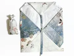 弓道 かけ袋&乾燥剤セット 流水·蝶柄 正絹 金銀彩 箔