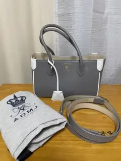 ADMJ クラウン カゴバッグ ハンドバッグ キャンバス レザー 鍵付き 5117-00zom.jpg