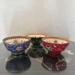 アンティーク風人物画入り茶碗 3客セット