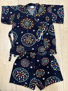 花火模様 甚平セット 90cm ネイビー