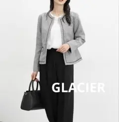 未使用　GLACIER ツイードノーカラージャケット ブラック　フォーマル