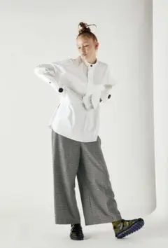 ENFOLD CORDURATWEED センタープレスゴムワイドパンツ