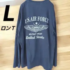 ロンＴ ミリタリー メンズ Lサイズ ネイビー 背面ロゴプリント