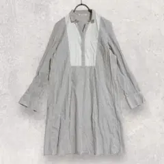 メーカーズシャツ シャツワンピース M ストライプ 綿100%【2378】