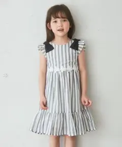 anyfam エニィファム　ワンピース　ブラックストライプ130