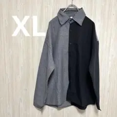 【新品】ストライプ　バイカラー　長袖　シャツ　ユニセックス　フリーサイズ　海外