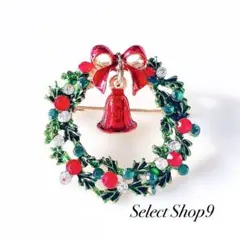 新品未使用品♡ブローチ美品リースクリスマスゴールドヴィンテージ海外インポート